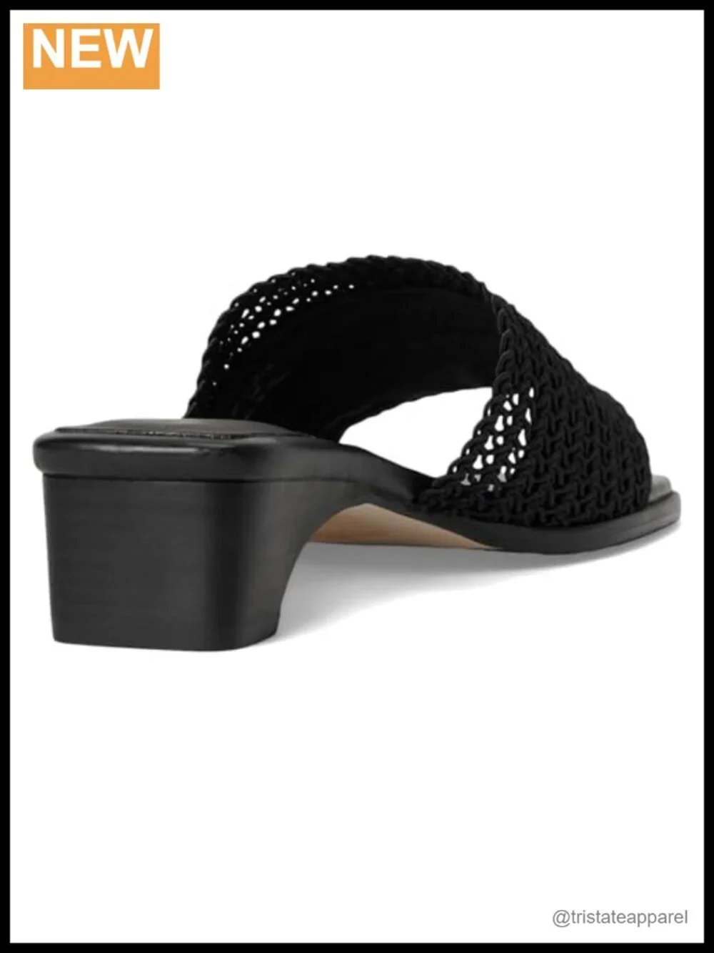 Suede Slide Sandal with Block Heel and Square Toe - Single Band Slip On